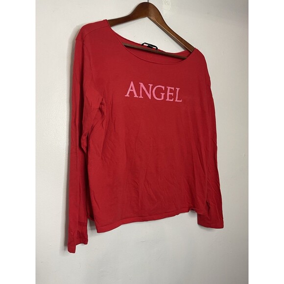 Victorias Secret "angel" Long Sleeve Tshirt Women's XLarge Red Cotton Y2K - Picture 2 of 4